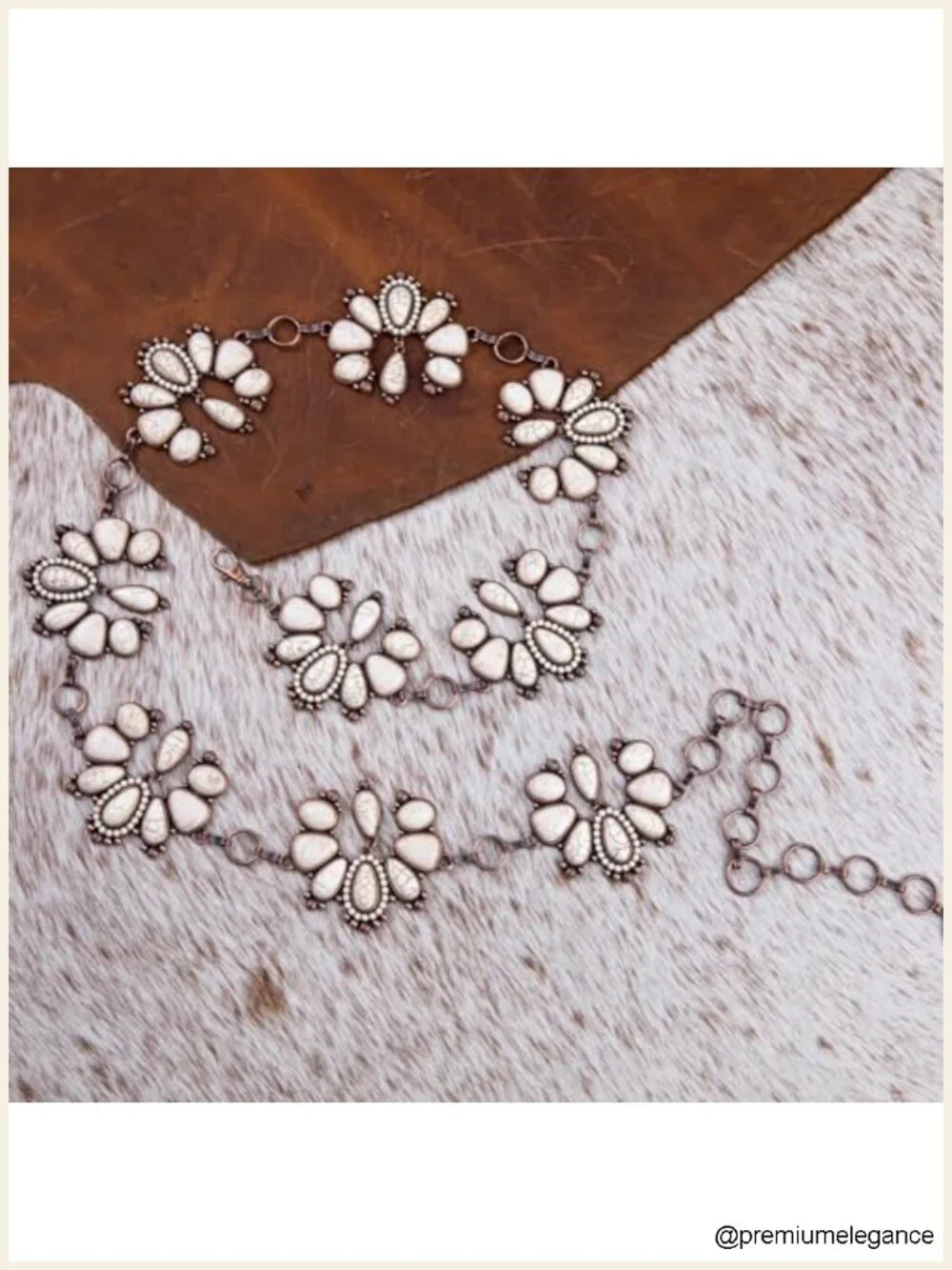 Large Western Concho Metal Chain Belt - Fully Adjustable Vintage Cowgirl Style
